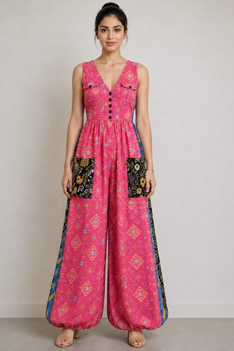 Patola Harem Jumpsuit - Fuchsia