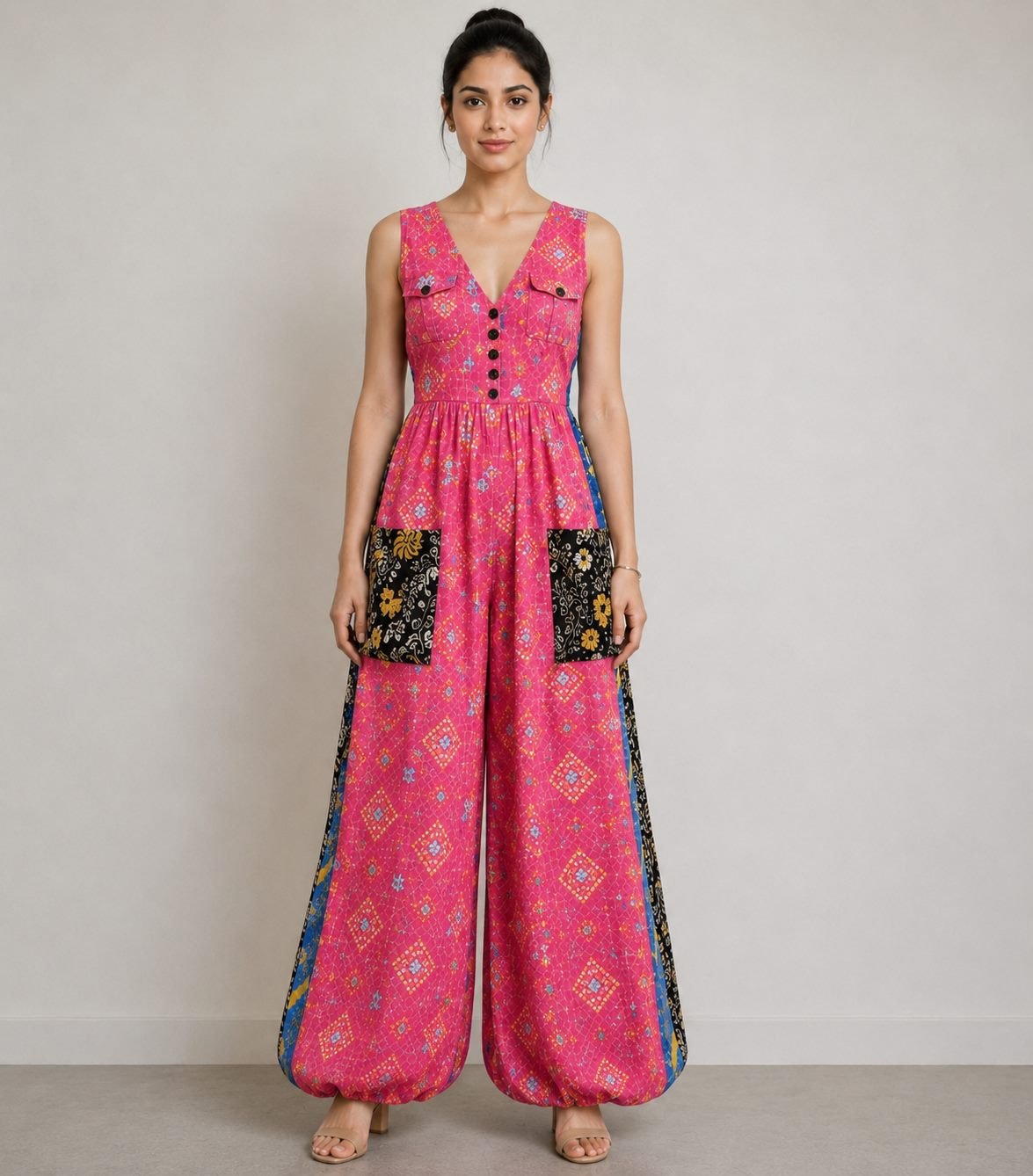 Patola Harem Jumpsuit - Fuchsia