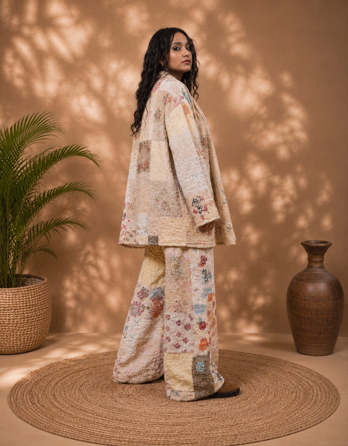 Kantha Kimono Jacket + Wide Leg Pants corset - Image 2