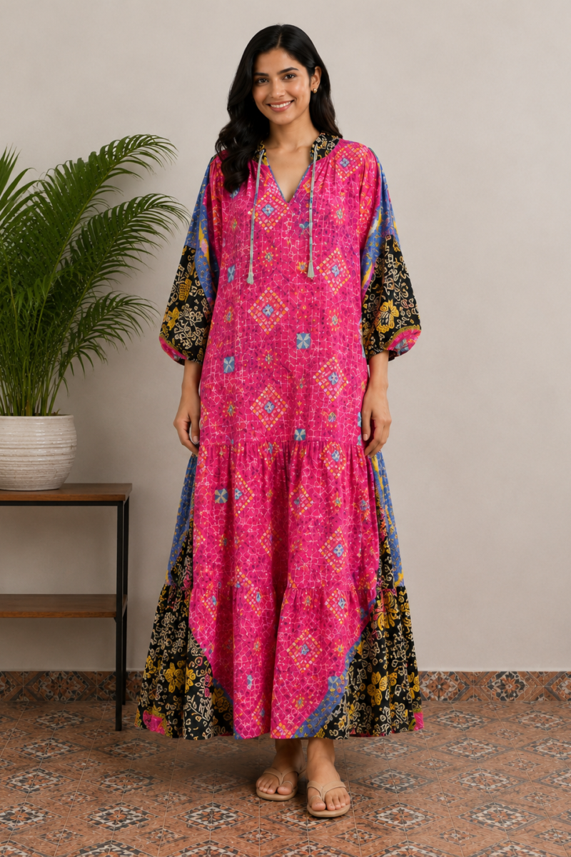 Tiered Maxi Dress with Bishop Sleeves