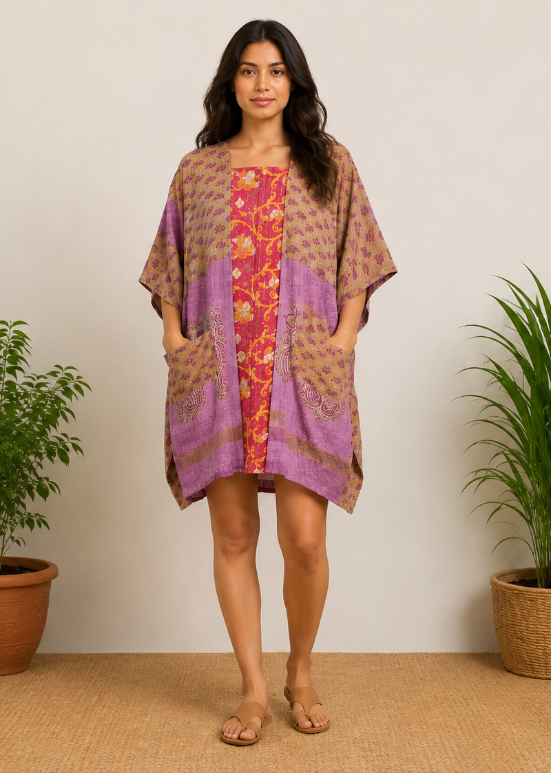 Open-Front Kimono Jacket Dress