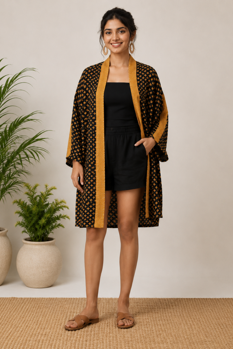Open-Front Kimono Jacket