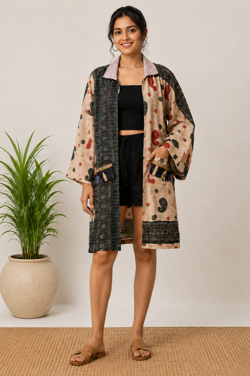 Open-Front Kimono Jacket