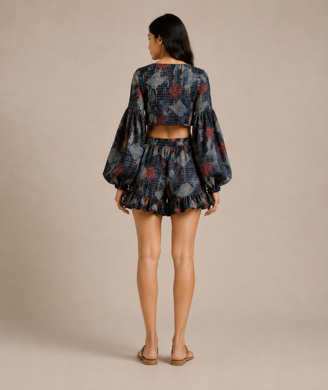 Ruffled Crop Top with Flared Shorts - Image 3