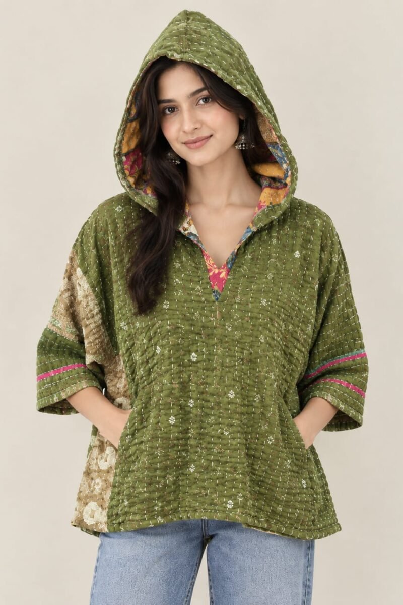 kantha hooded top