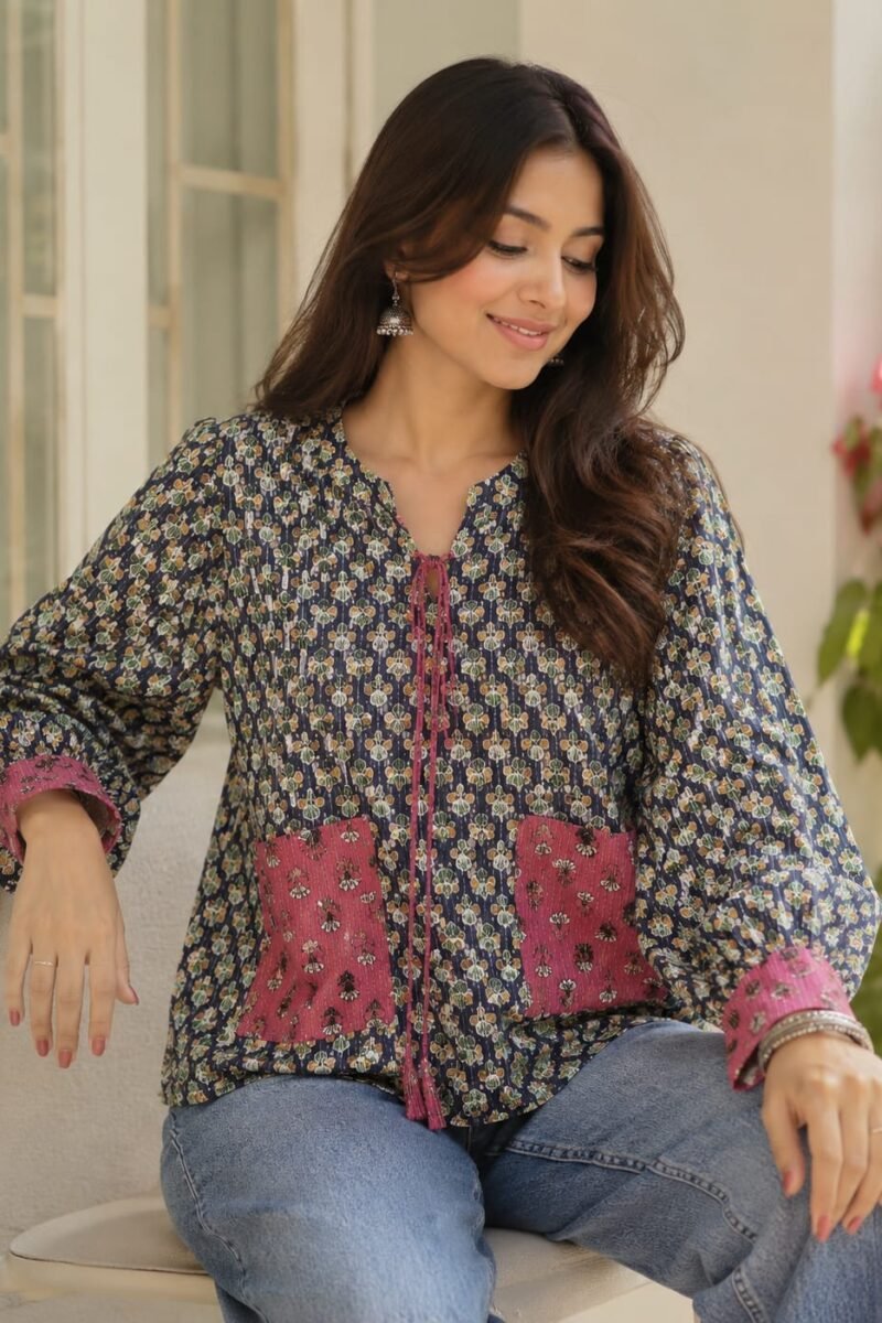 printed cotton tunic top