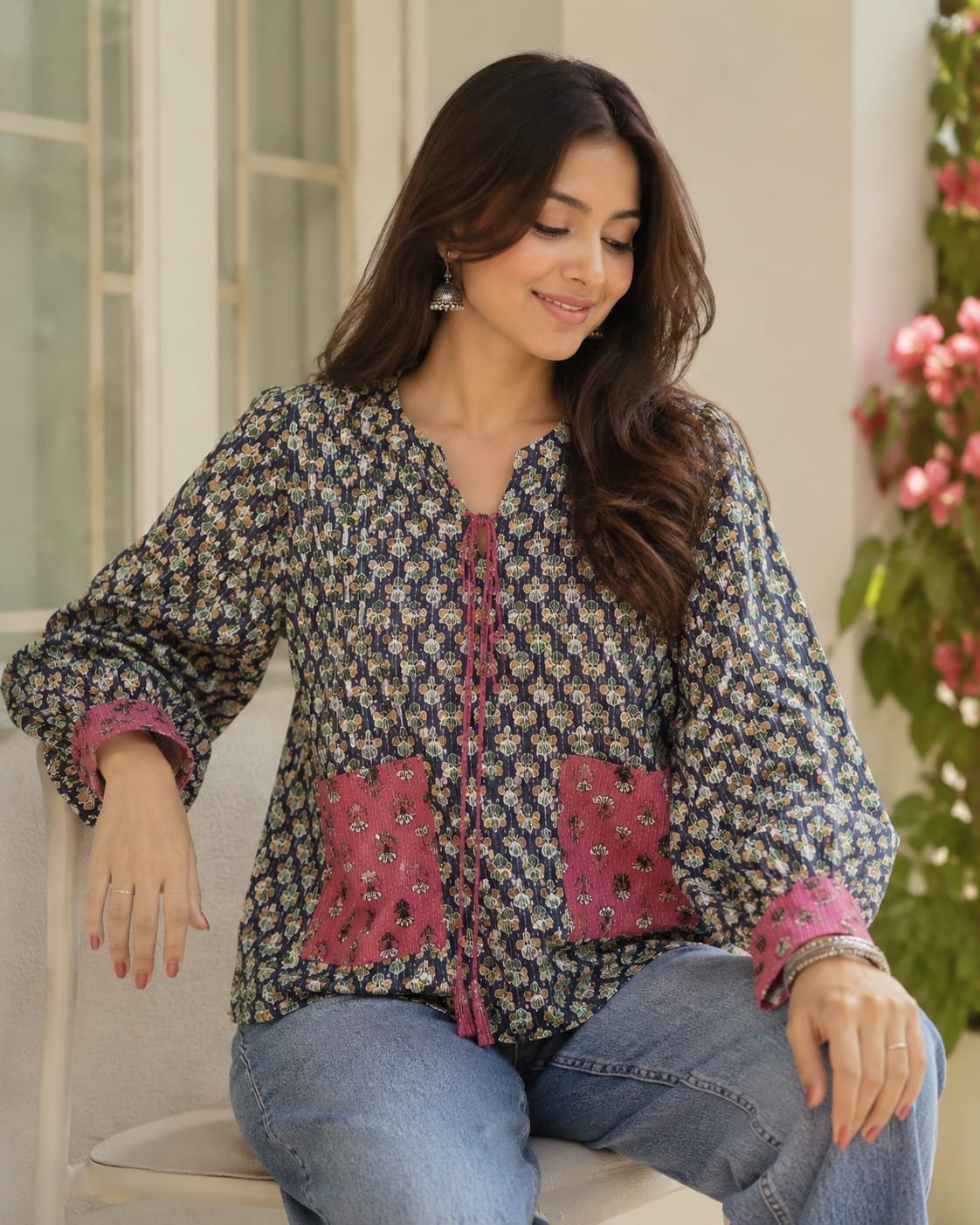 printed cotton tunic top